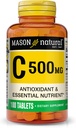 MASON NATURAL C 500 mg - understøtter sundt immunsystem, antioxidant og essentiel ernæring, 100 tabletter