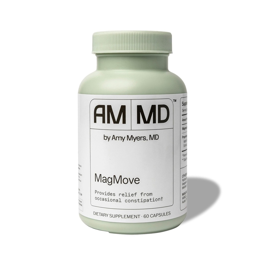 Amy Myers MD MagMove - understøtter sunde tarmbevægelser - Magnesium supplement til Gut Motilitet - med ACV, Artiskoke & Ingefær - 60 kapsler (30 Servere)