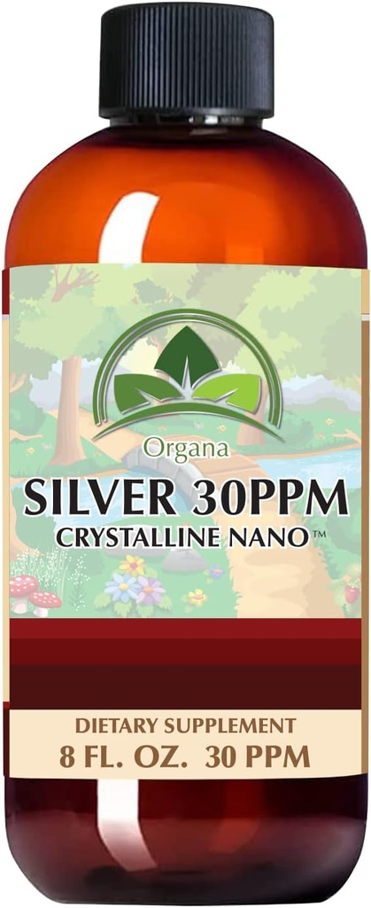 Organa Krystallinsk Nano Kolloid Sølv - Ultra Pure Silver Liquid til immunforsvar - Ultimate Supplement Solution - Plata Coloidal - 8 Ounces - 30 PPM