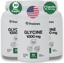 PRISTINE 'S Glycine 1000MG Aminosyre supplement dvalestøtte kapsler (3- Pack) - 90 dages forsyning - Muskel Inddrivelse, Nyre Sundhed & Collagen formering produktionsstøtte