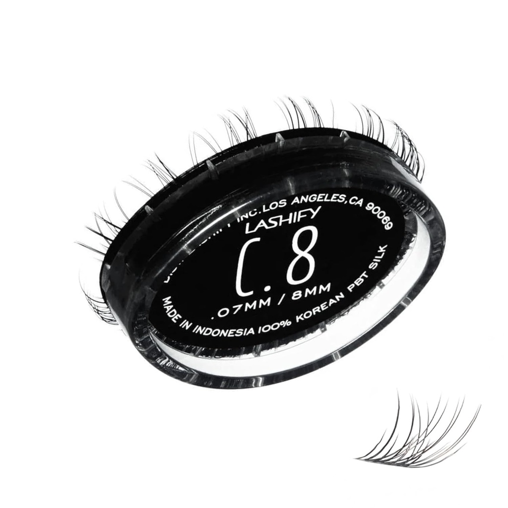 Lashify Curl 8mm Gossamer Eyelash Extensions Refill, Black, DIY False Plashes for en naturlig look