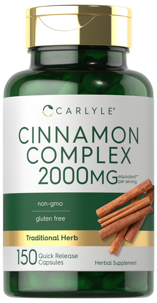 Carlyle Ceylon Cinnamon Complex med Gymnema og Mulberry Memory 124; 150 Kapsler Memory 124; Non- GMO, Gluten Free Supplement