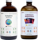 LIQUIDHealth Complete multiple Multivitamin & Calcium og Magnesium flydende Vitamin Bundle til voksne - Whole Body Health, immunsystem, ben & fælles støtte - Whole Foods, Vegan, Non- GMO, USA Made
