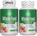 Hel mad Multivitamin til mænd og kvinder (2PACK): Hel natur Daglig Superfood Vitamin Plus mineral fordøjelsesenzymer, Probiotika og Omegas. Plantebaseret multivitamin, ikke-GMO-gluten fri