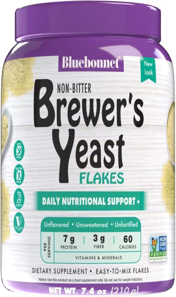 Bluebonnet Nutrition Super Earth Brewers Yeast Flakes, Super Food, Whole Food, Kilde til Vitamin, Great Tasting, Vegan, Vegetar, Non GMO, Gluten Free, Soy Free, Milk Free, Kosher, 7.4 oz