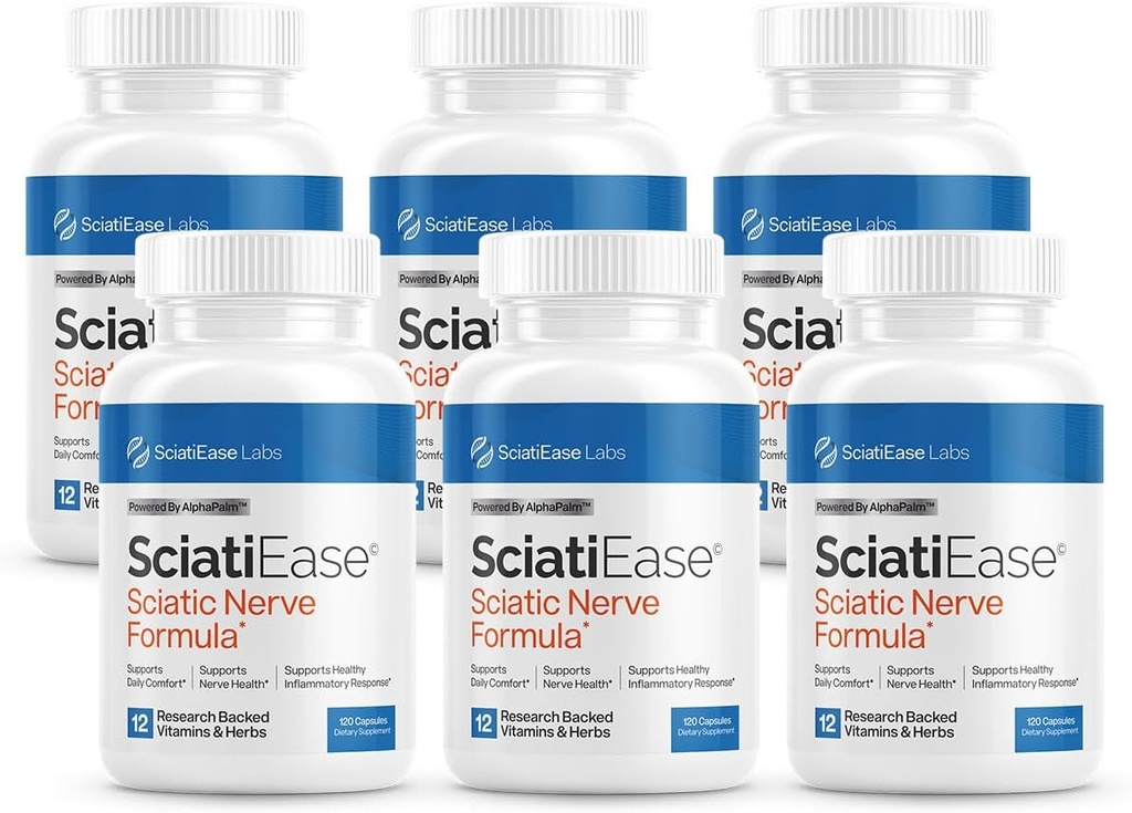 SciatiEase SciatiEase Sciatic Nerve Health Support Supplement - Nerve Support Formel med AlphaPalm, Pea, Vitamin B Complex, Alpha Lipoic Acid 300mg - 6 flasker