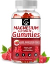 Magnesium Glycinate Gummies 400mg, Mg Kalium supplement med chelateret Magnesiummalatkompleks, D-vitamin, B6, og CoQ10, Support for Memory, Calm, Mood & Sleep - 60 greve (pakke med 1)