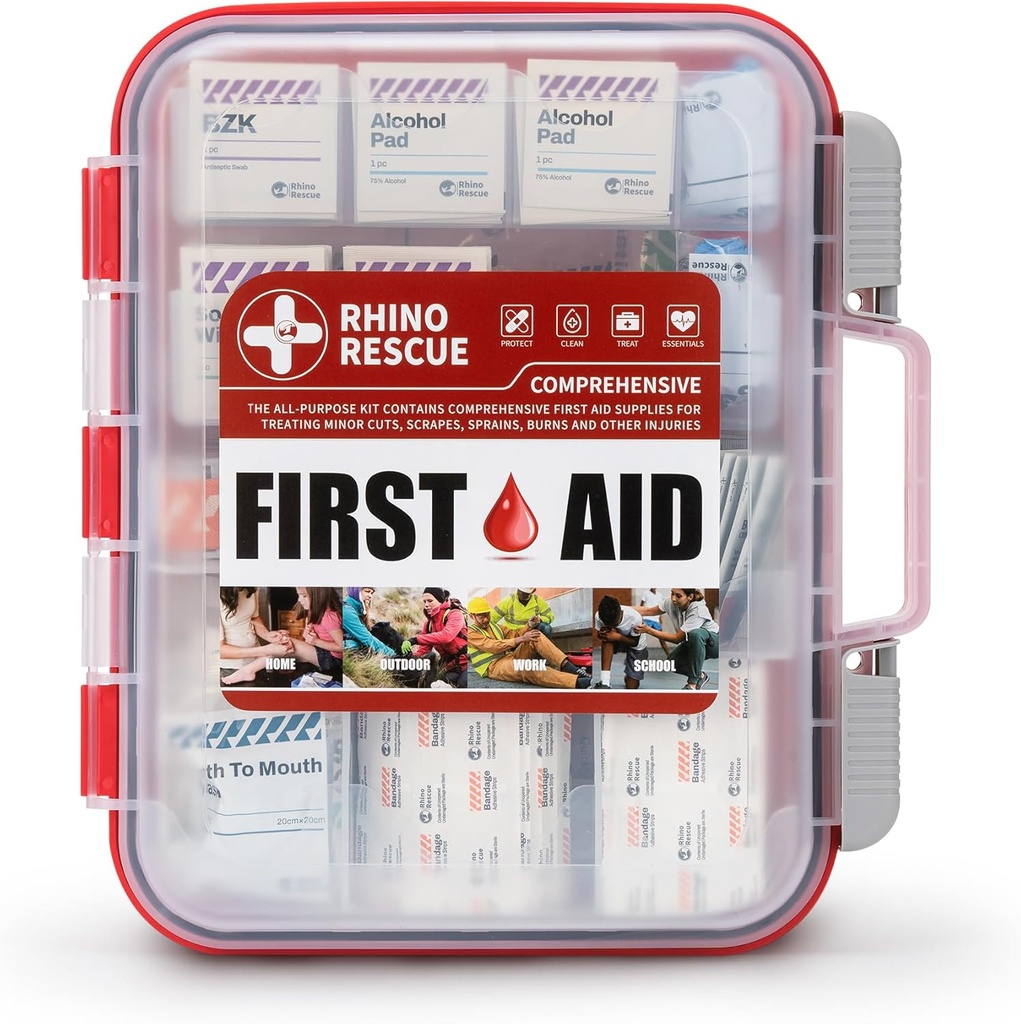RHINO RESCUE 371 stykker OSHA All- Formål Førstehjælp Kit, Home & Office Professional Medical Supplies, Ideel til nødsituation, Skole, Business