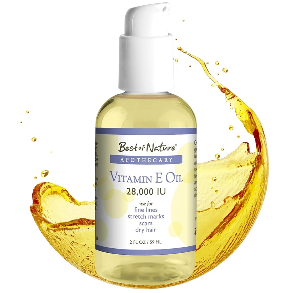 Bedste af Nature Vitamin E Oil 28.000 IE, Uduftende Fugt med fraktioneret kokos - Skader reparation Formel til hår, hud, ansigt, & hænder