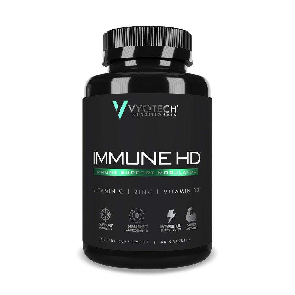 Vyotech Nutritionals Immunity HD Support Membran 124; Elderberry, Echinacea, C-vitamin, D3, Zink, gurkemeje & Superfruit Antioxidants