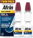 AFRIN No Drip Night Nasal Mist Twin Pack, Non- Drowsy, Fast- Actioning Decongestant for Restainful Sleep with Kamille Duft, Voksne og Børn 6 og Ældre, .5 fl oz (Pack of 2)