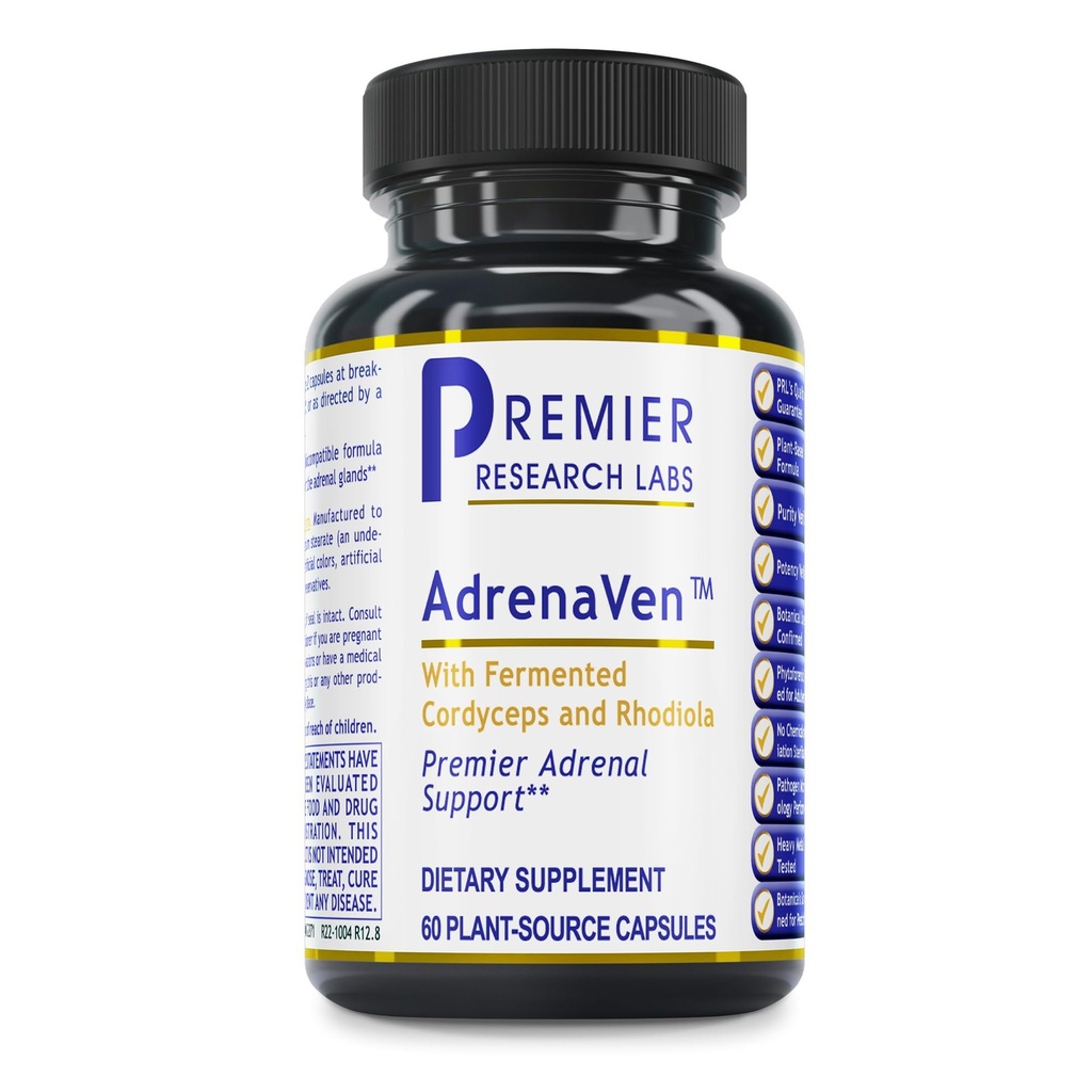 Premier Research Labs 30 Services- AdrenaVen - Adrenal Health Supplement, Understøtter Adrenal Gland Sundhed og Stress Response - Økologisk Adrenal Health - 60 Plant- Kilde Kapsler