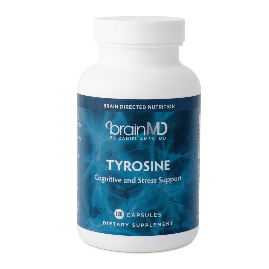 Dr. Amen BrainMD Tyrosine - 120 kapsler - fremmer Mental Focus, Klarhed & Alerness - Gluten Free - 60 Serveringer