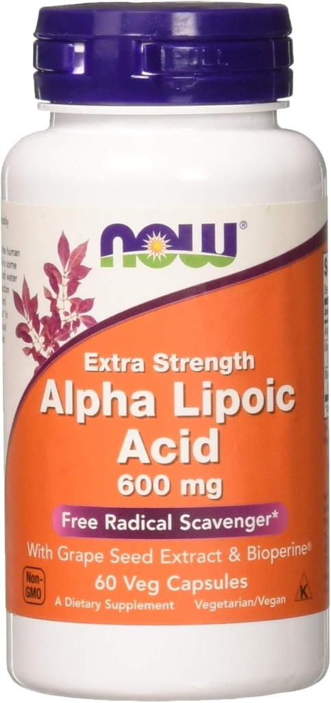 Now Foods Alpha Lipoic Acid 600mg 60 Vegi Capsules