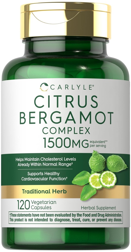 Carlyle Citrus Bergamot Supplement- 124; 1500mg Extract Complex 124; 120 Kapsler - 124; Non- GMO, Gluten Free