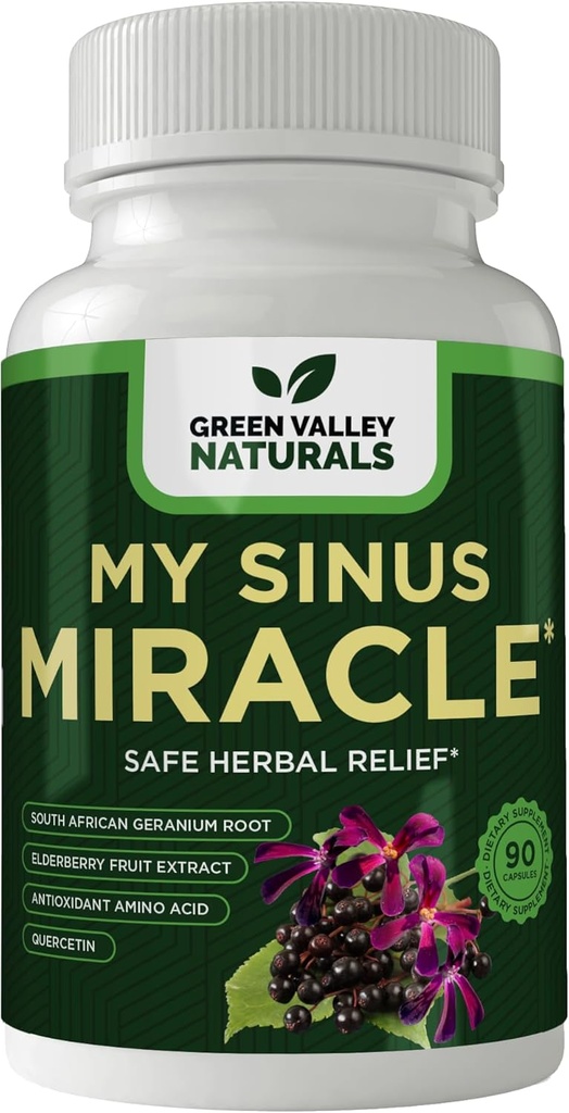 GREEN VALLEY NATURALS My Sinus Miracle Herbal Supplement, 90 Kapsler (1)