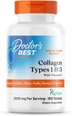 Doctor 's Best Collagen Typer 1 & 3 med Peptan, Non- GMO, Gluten Free, Soy Free, Understøtter Hår, Hud, Nails, Tendons & Bones, 1000 mg, 180 tabletter