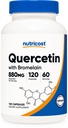 Nutricost Quercetin med Bromelain, 880mg Quercetin + 165mg Bromelain Per Servering, 120 Kapsler, 60 Servering (2 Caps Per Servering) - Vegetar, Non- GMO & Gluten Free
