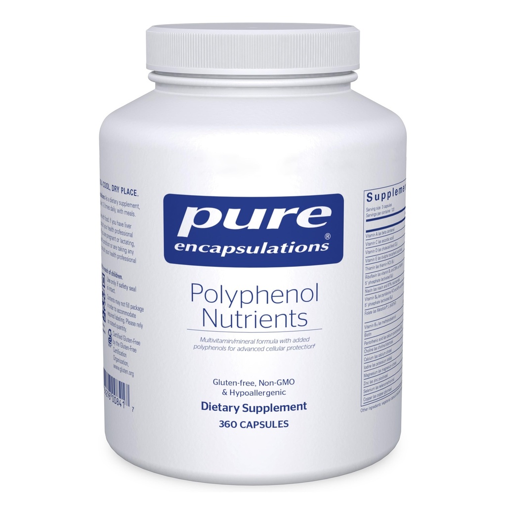 Pure indkapslinger Polyphenol Nutrienter • 124; Hypoallergen Nutrient Dense Multivitamin / Mineral Formel • 124; 360 Kapsler