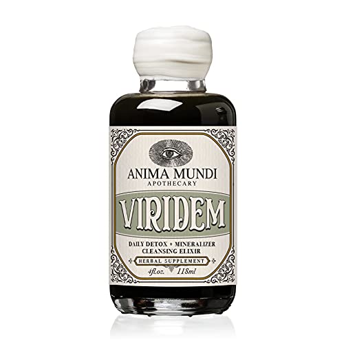 Anima Mundi Apothecary Viridem Green Detox Elixir - GI & Liver Detox Liquid Supplement, Natural Herb Cleanse with Chlorophyll, Moringa + Organic Chlorella - Tilføj til Juice & Teas (4oz / 118ml)