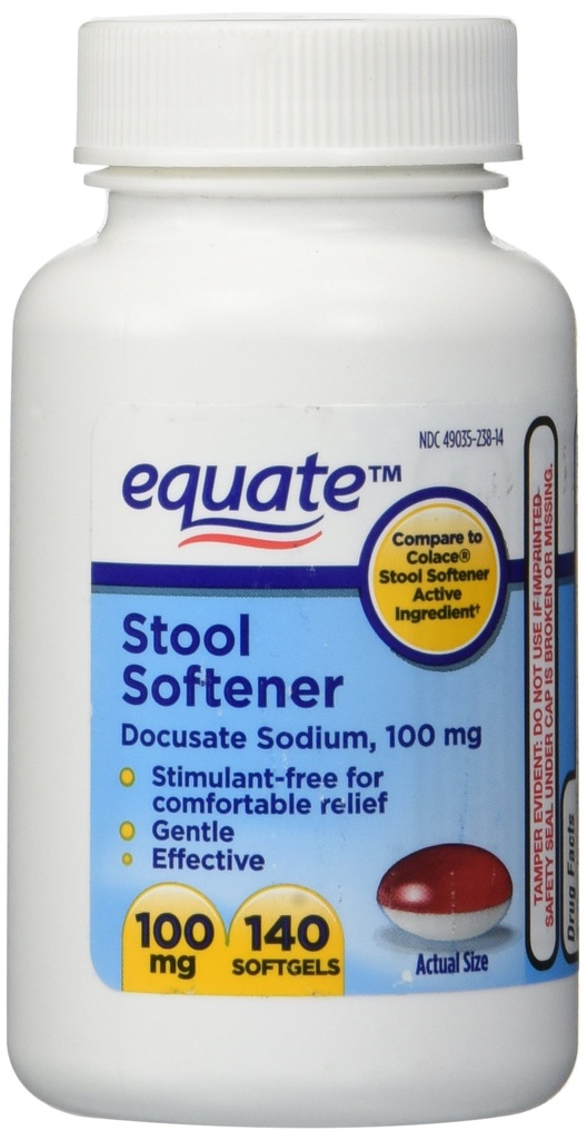Equate - Afføringsmiddel 100 mg, 140 kapsler (Sammenlign med kolace) (1)