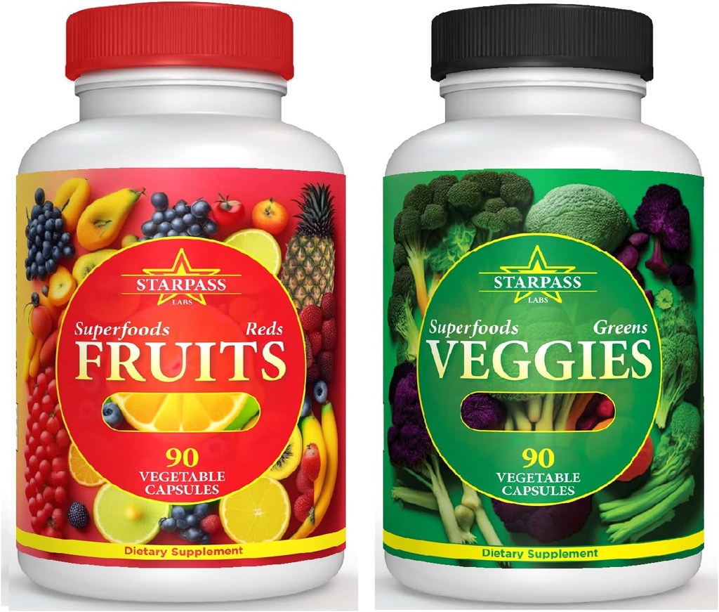Vegetar Balance of Superfoods Reds Fruits and Greens against 124; Vegansk Grøntsager Frugter og Veggie against 124; Natural Balance of 90 Fruits, 90 Veggies Capsules for Mænds, Women and Kids against 124; Nature Vitamin and Minerals