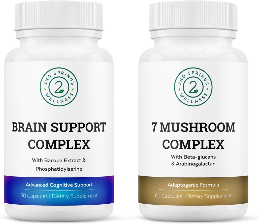 Mindful Focus Bundle - 7 Mushroom Complex & Brain Support for Kognitiv Klarhed og Nootrop Enhancement