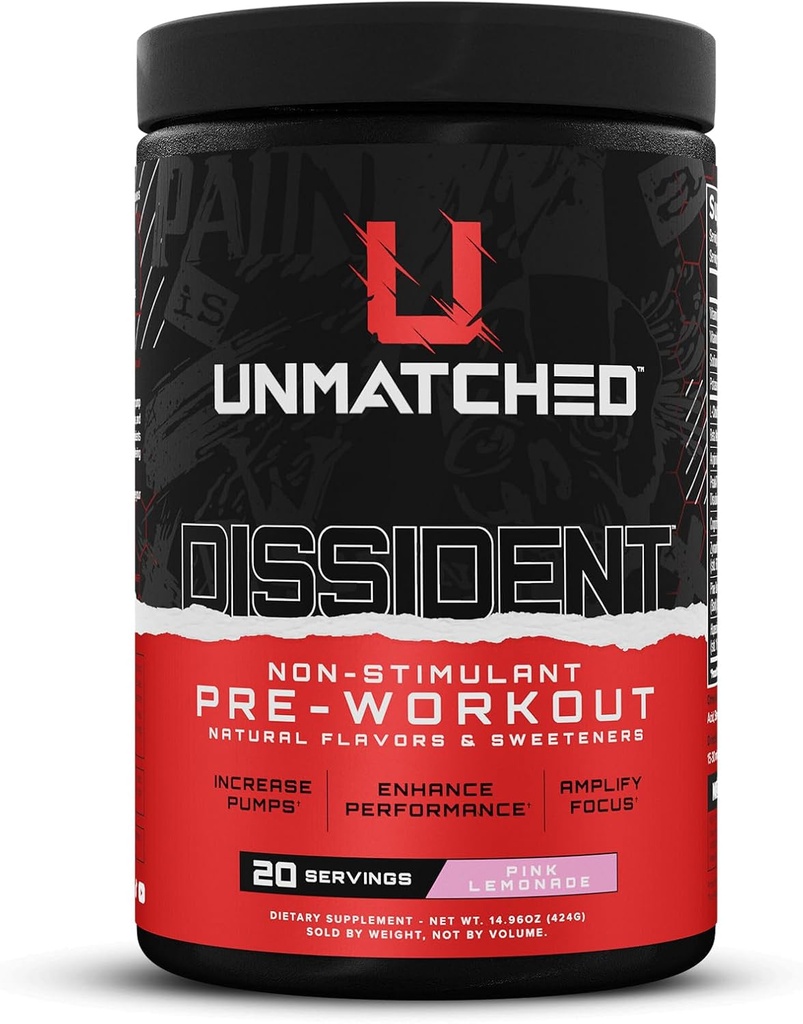 Uovertruffen Dissident Non Stim Pre Workout Pulver til mænd & kvinder; Citrullin, Beta Alanine, Peak ATP Beeg 124; Natural Artists & Sweateners