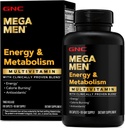 GNC Mega Mænd Energi & Metabolisme Multivitamin Caplets, Klinisk bevist at føle sig bedre, Calorie Burn, Focus, 100mg Koffein, Thermogen, Immun, B Vitaminer, Timet Release, 180 greve, 90 dages forsyning