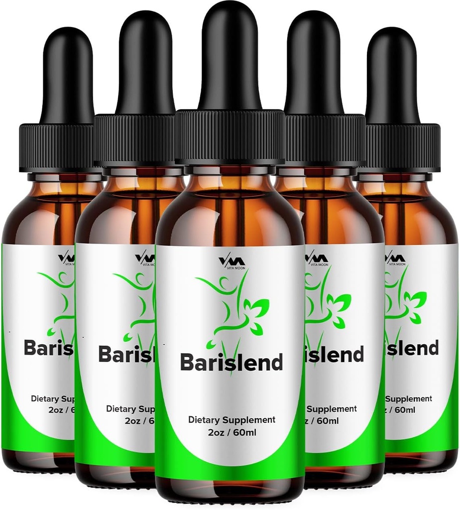 (5 Pack) Barislend Drop Sund Vitamin Support Supplement - Barislend Advanced Formel, Barislend 24 timers væske, Barislend Energy og ekstra styrke anmeldelser, 5 måneder levering