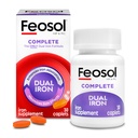 Feosol Komplet jern supplement kapsler, Bifera Jern til høj absorption, Heme og ikke-Heme Dual Action Minimerer bivirkninger, 1 Per dag, for energi og immunsystem support, Made in USA, 30 Greve