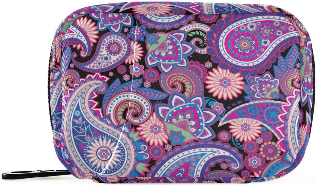 Naanle Traditional Paisley Blomster Pill Box 7 Dag sag Travel Organizer Bag med lynlås Floral Portable Weekly Compact Størrelse for Vitamin Supplement Holder, 4.6 x 3.14 x 1.88 Tommer, Lilla