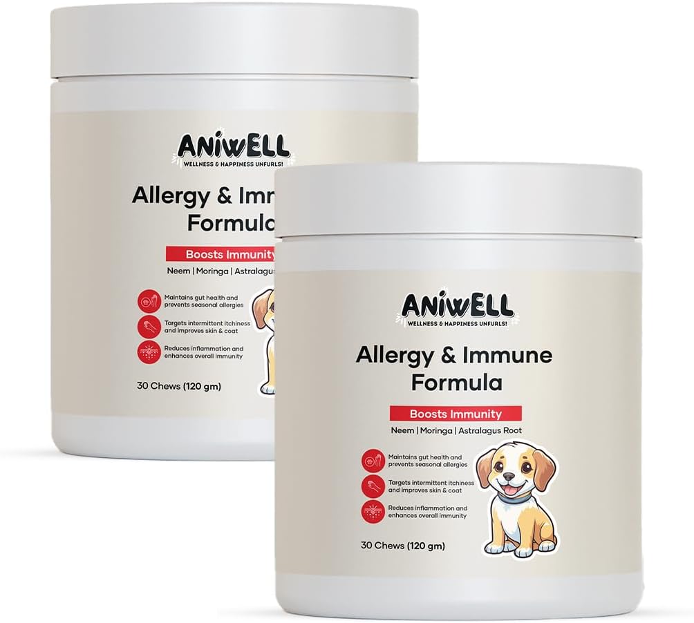 Allergy & Immune Support Chews for Dogs – Powered by Astragalus Root & Flaxseed C3 – Promotes Seasonal Allergy Relief, Gut & Digestive Health – Soft Chews | Pack of 2