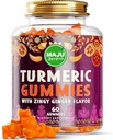 Maju Superfoods Gurkemeje Curcumin Gummies 60ct, Zingy Ginger Taste, Black Pepper Extract for Enhanced Absorption and Potency, Gurkemeje Gummies for voksne og børn