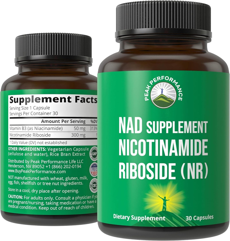 Nicotinamid Riboside NR Supplement. NMN Alternativ NAD Supplement + Niacinamid For NAD + niveauer som vi alder. Tredjeparts testet, Non- GMO, Gluten Free, Vegan NR Vitamin Kosttilskud til kvinder og mænd