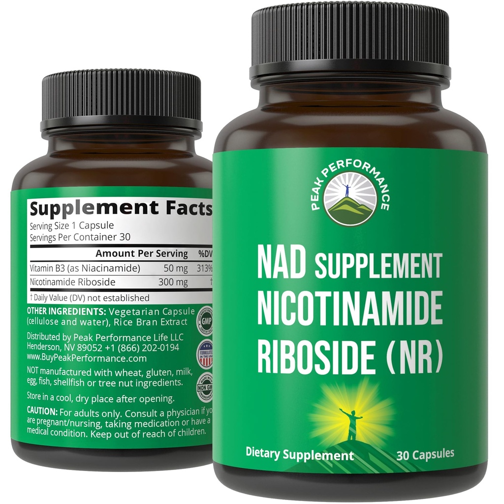 Nicotinamid Riboside NR Supplement. NMN Alternativ NAD Supplement + Niacinamid For NAD + niveauer som vi alder. Tredjeparts testet, Non- GMO, Gluten Free, Vegan NR Vitamin Kosttilskud til kvinder og mænd