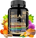 Shilajit Supplement med Sea Moss, Ashwagandha, Tongkat Ali - Shilajit Pure Himalayan Organic Fulvic Acid Capsules - 90 Greve