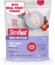 SlimFast High Protein Smoothie Mix Plus Fruit Powder, High Protein Meal Erstatning Powder, Fiber, C-vitamin, 21 Servere, 1.29 Pounds, Triple Berry Vanilla (Packaging May Vary)