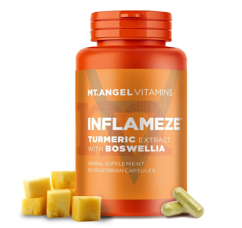 Mt. Angel Vitaminer - InFlamEze, Boswellia, Curcumin, Quercetin, Bromelain (60 vegetariske kapsler)