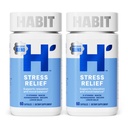 Habit Stress Relief Supplement 2 Pack (120 kapsler) - Nyt udseende, Understøtter Afslapning & Mood Balance, Vitamin B, Adaptogens, Lemon Balm, Calming, Vegan, Non- GMO
