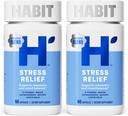 Habit Stress Relief Supplement 2 Pack (120 kapsler) - Nyt udseende, Understøtter Afslapning & Mood Balance, Vitamin B, Adaptogens, Lemon Balm, Calming, Vegan, Non- GMO