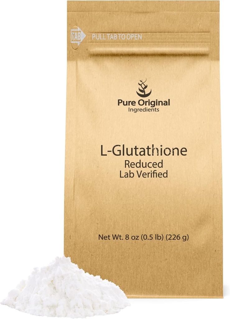 PURE ORIGINALSKE INGREDIENSER L- Glutathion Powder (8 oz) Reduceret, Altid Pure, Lab Verified Supplement