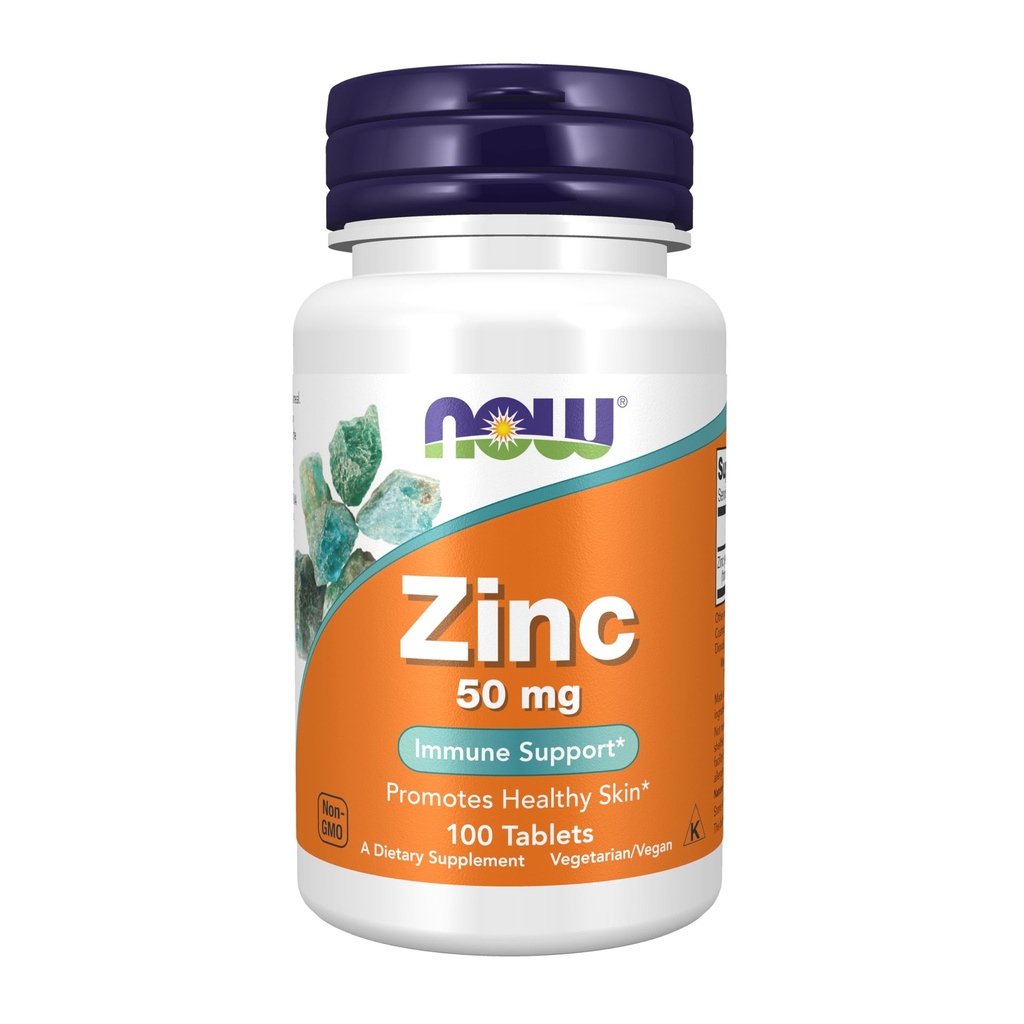 Now Foods Supplements, Zink (Zink Gluconate) 50 mg, Understøtter enzymer funktioner *, immunforsvar *, 100 tabletter