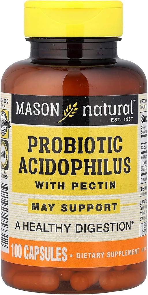 MASON NATURAL Probiotisk Acidophilus med Pectin, 100 kapsler
