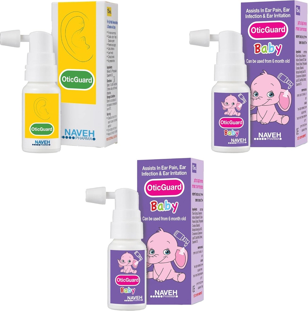 NAVEH PHARMA Otic Guard Øre Infektion Spray Baby 0.5 Fl Oz (2 Enheder) + NAVEH PHARMA Otic Guard Øre Infektion Spray 0.5 Fl Oz (1 Enhed)