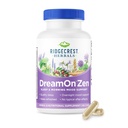 Ridgecrest Herbals DreamOn Zen, Sleep Support, Melatonin Free, Magnesium, 5-HTP, Lavender, Kamille, Valerian, Lemon Balm for voksne og børn 12 + (60 Caps, 30 Serv)