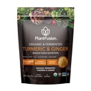 PlantFusion Gurkemeje og Ingefær Drink Mix - Gæret Hel Food Nutrition, Urte Supplement Pulver med Curcuminoider - USDA Certificeret Organisk, Non- GMO, Vegan, Gluten- Free, 4.76 oz 30 Servere