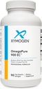 XYMOGEN OmegaPure 900 EC - Alaskan IFOS Five- Star Certified Omega 3 Fish Oil - EPA DHA Fish Oil Supplement- Understøtter kardiovaskulær og hjerne sundhed (90 Enterinic- Coated Softgels)
