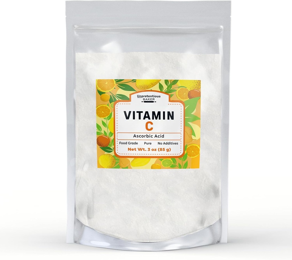 Uprætentiøs C-vitamin Pulver Baker (3 oz) Ascorbinsyre, resealable taske