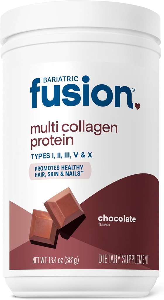 Bariatric Fusion Chokolade Multi Collagen Protein Powder Name 124; Hydrolyzed Collagen Peptider Powder Plus Joint Support Complex af MSM og Glucosamin # 124; Type 2